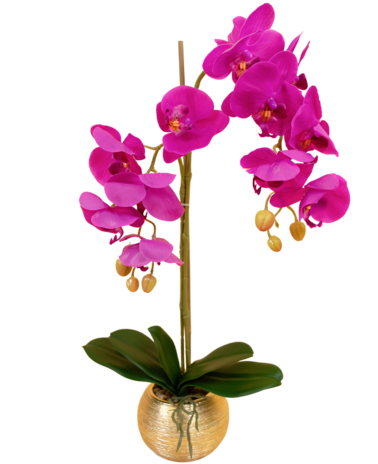 Greenmoods Kunst Orchidee 56cm roze in gouden pot