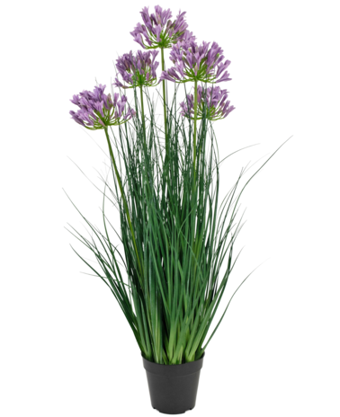 Greenmoods Kunstgras paarse Agapanthus uiengraspot 90cm brandvertragend