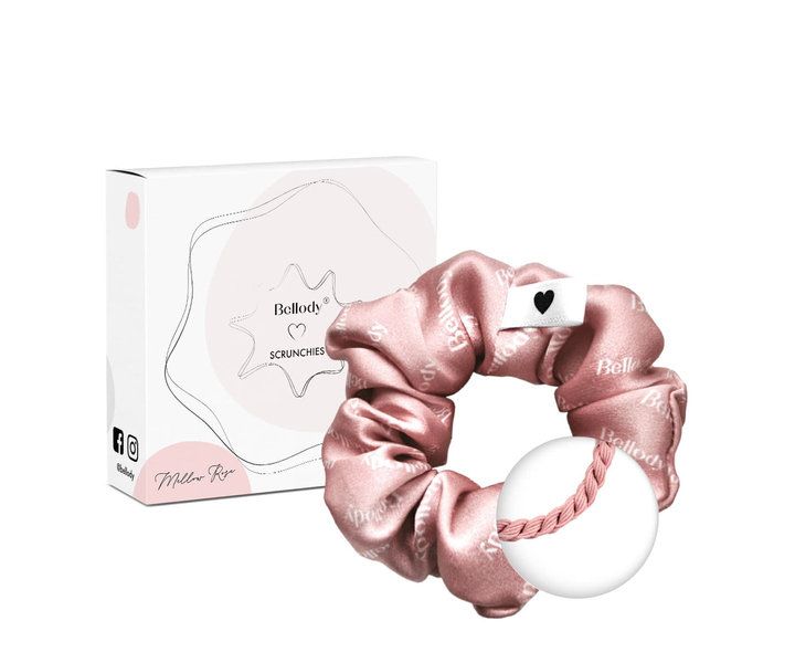 Scrunchie Hair Gummy Silk With Logo - Pink