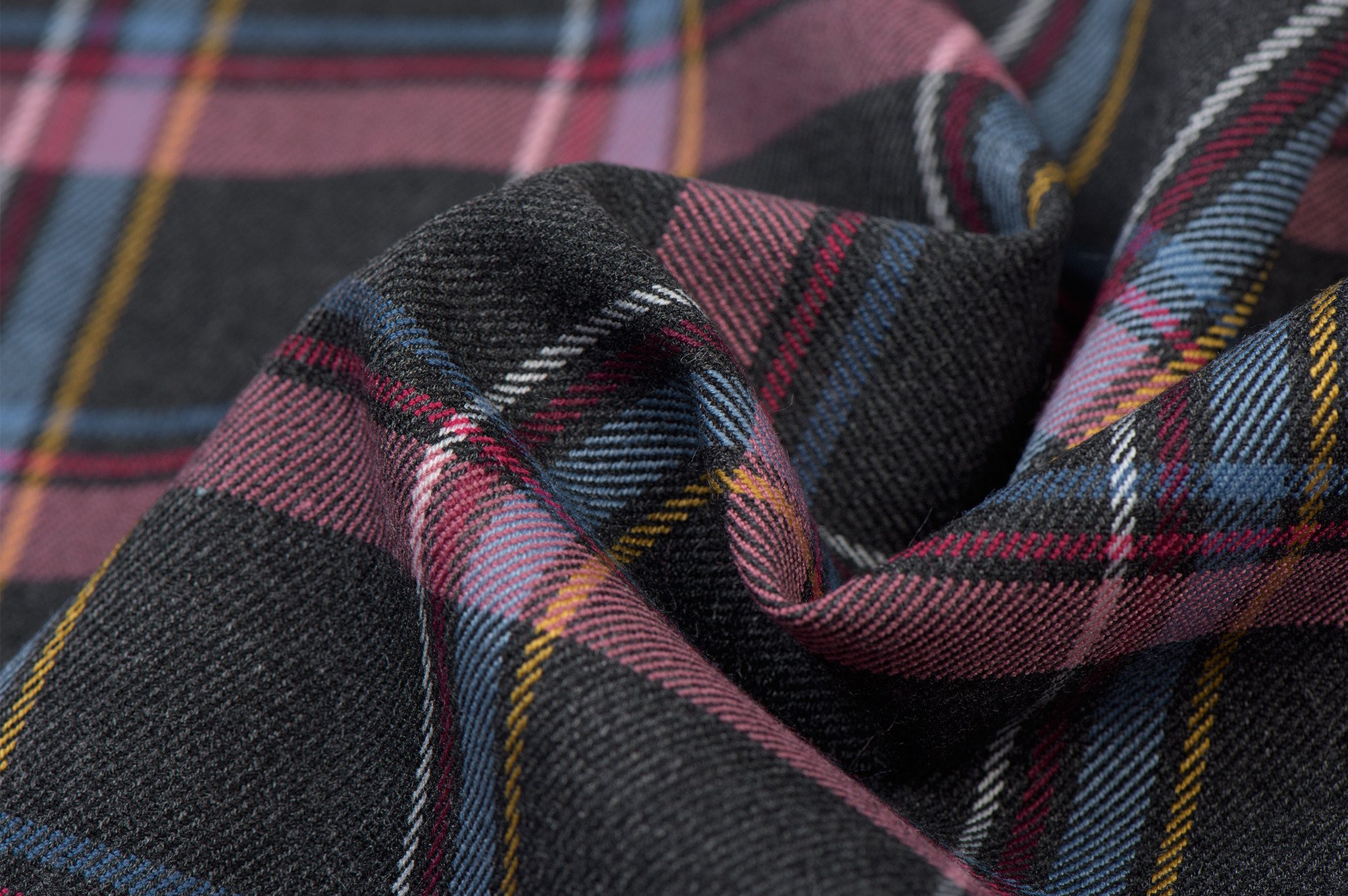 Schotse Ruit / Tartan Check Stretch Antraciet Melange
