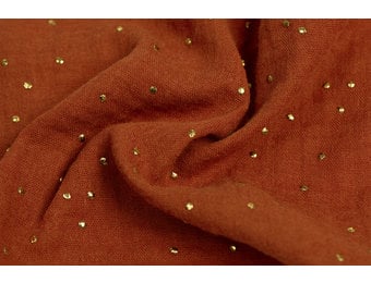 Double Gauze / Mousseline Cognac / Gouden Studs