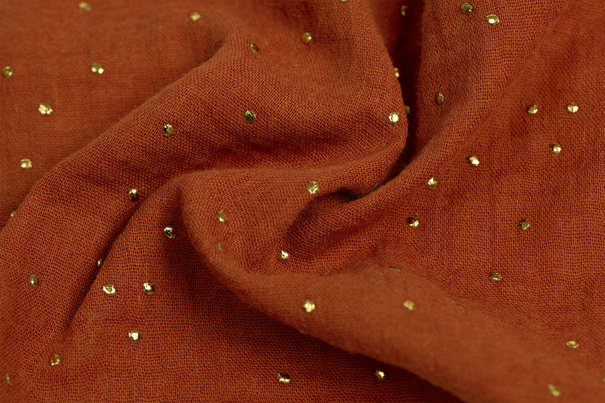 Double Gauze / Mousseline Cognac / Gouden Studs