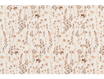 Poplin Katoen Digitale Print - Gedroogde Bloemen Licht Bruin