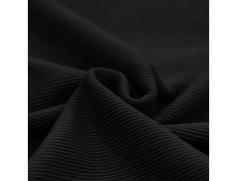 Ottoman Rib Jersey Stof Zwart