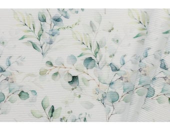 Ottoman Rib Jersey Stof - Eucalyptus Boeket
