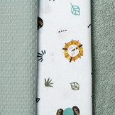 Katoen Poplin Elephants and Lions