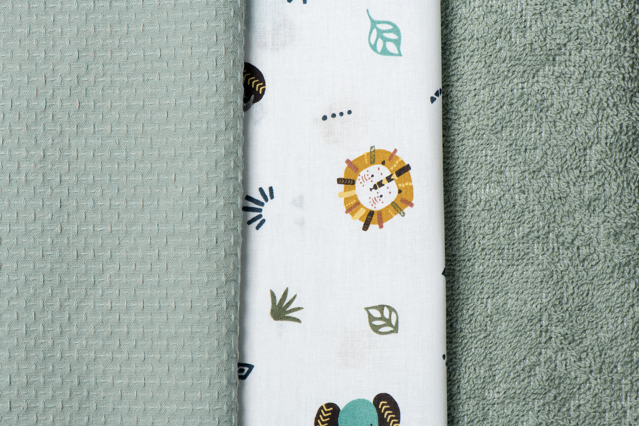 Katoen Poplin Elephants and Lions