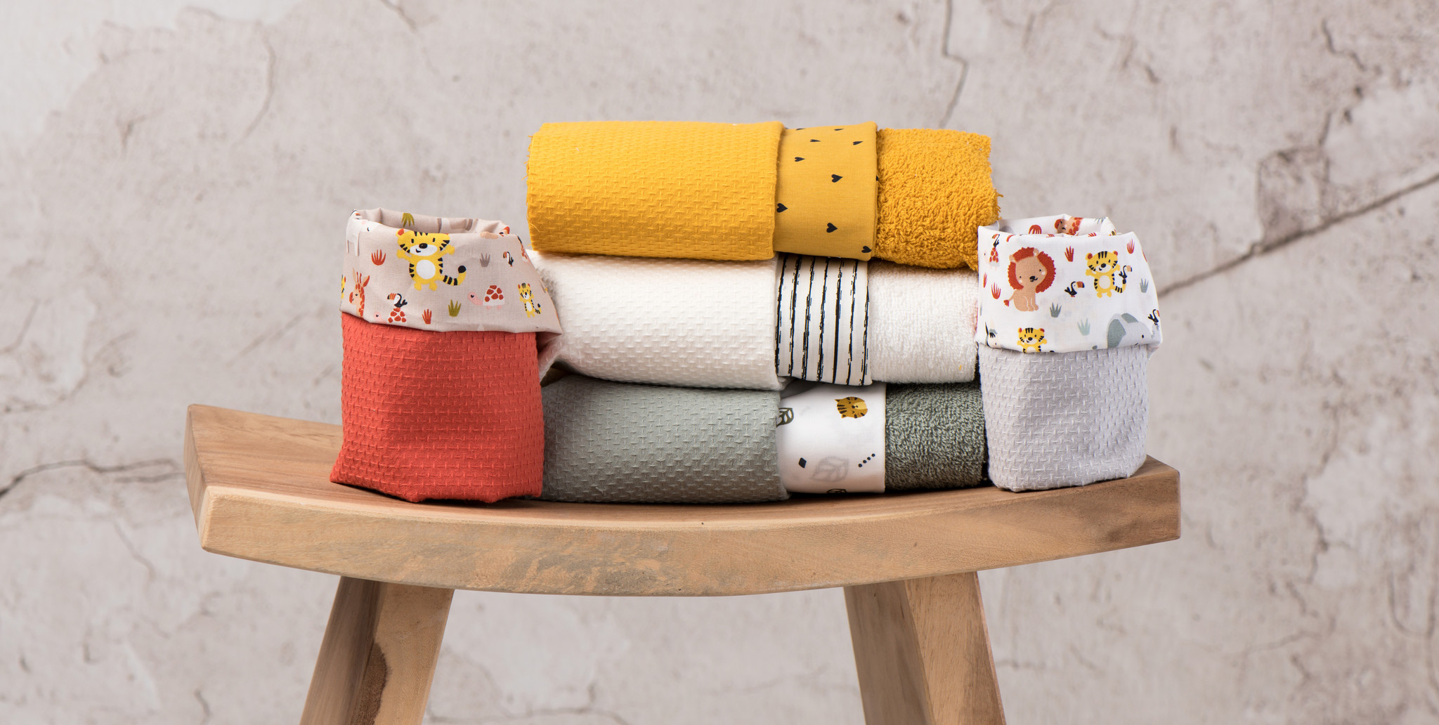 Katoen Poplin Elephants and Lions
