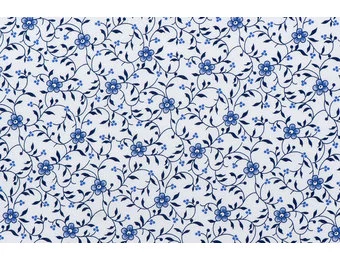 Delftsblauw Katoen 40 – Fijn Bloemenrankenmotief