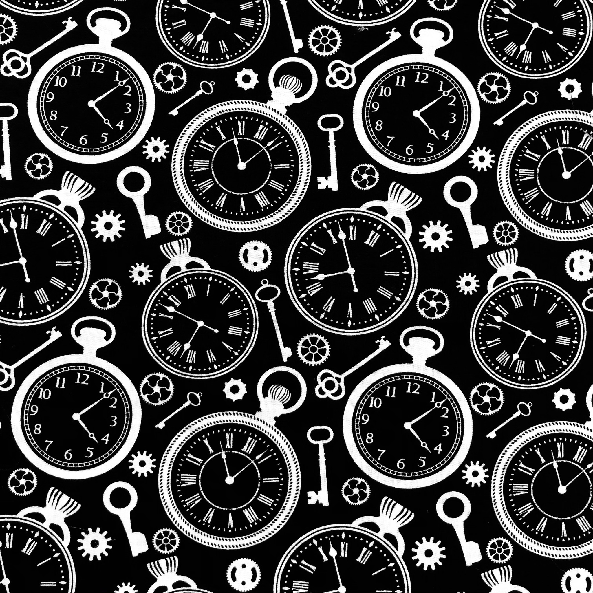 Katoen Poplin Clocks Black