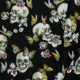 Katoen Skull Butterfly and Roses Black