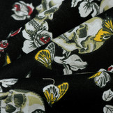 Katoen Skull Butterfly and Roses Black