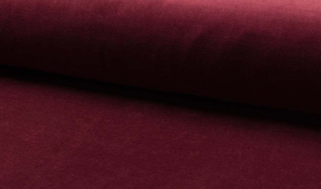 Nicky Velours Stof Bordeaux Rood – Zacht & Rekbaar