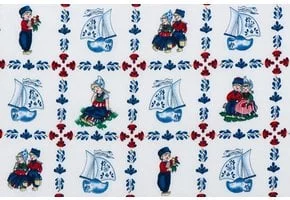 Delftsblauw Katoen 36 – Kinderen in Klederdracht & Klompbootjes