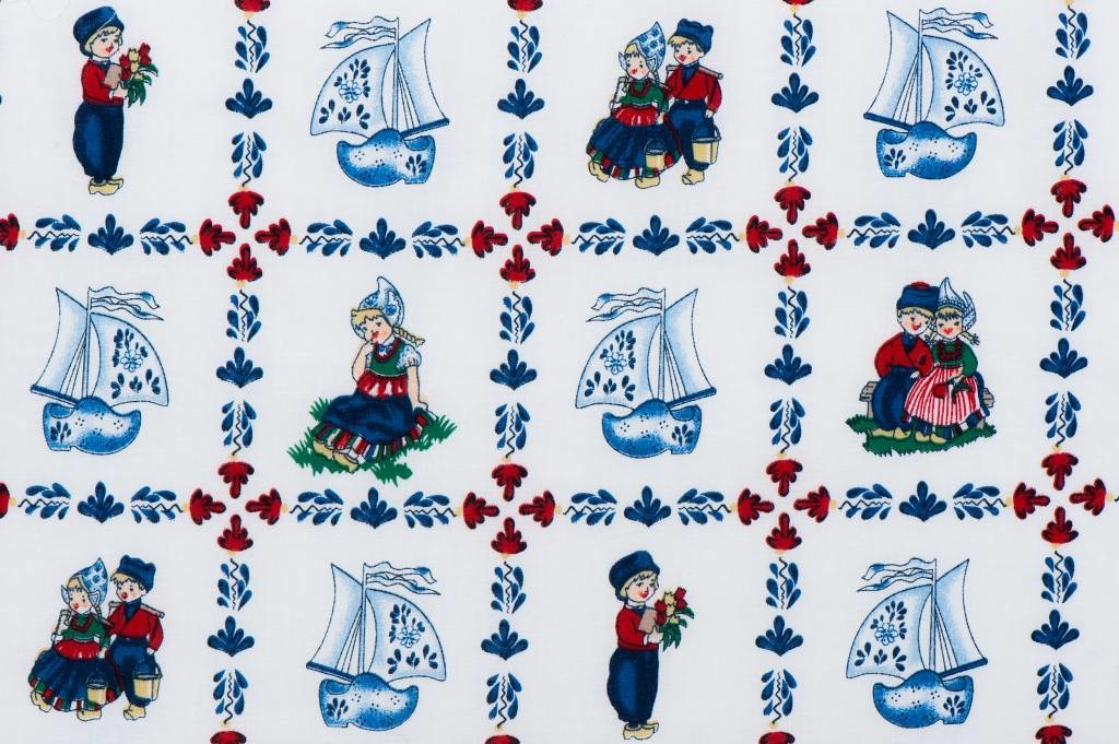 Delftsblauw Katoen 36 – Hollandse Taferelen in Blauw, Rood & Groen