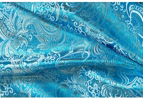 Brokaat Stof Paisley Turquoise