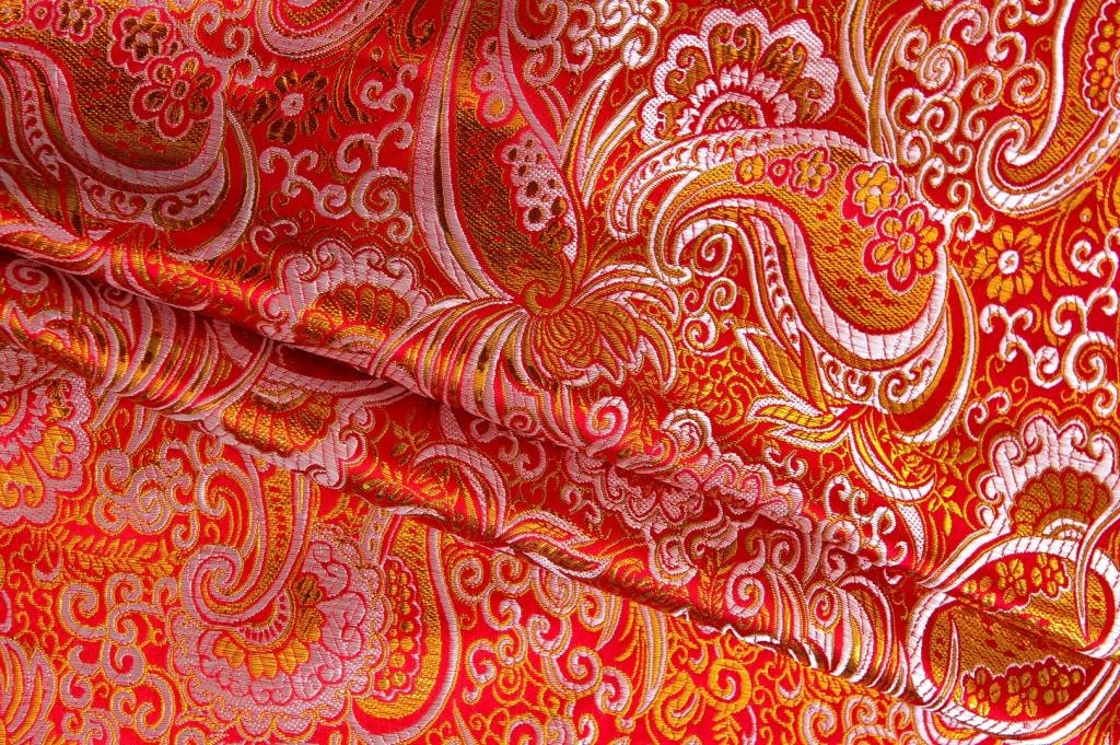 Brokaat Rood-Oranje / Goud