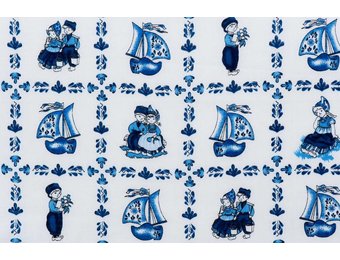 Delftsblauw Katoen 44 – Klompbootjes & Kinderen