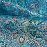 Brokaat stof, fancy paisley turquoise gekleurd