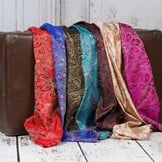 Brokaat stof, fancy paisley turquoise gekleurd