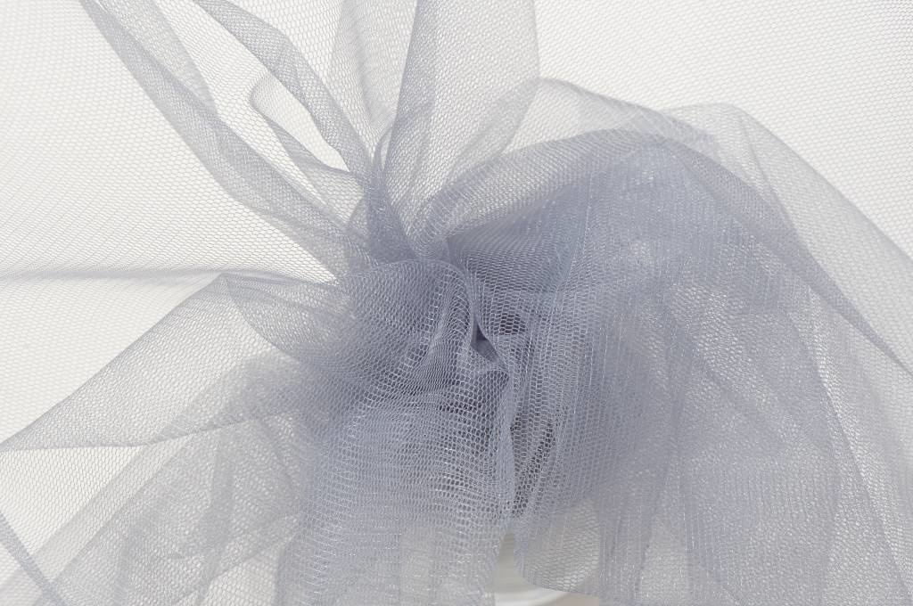 Sparkling Glamour Tule Stof - Zilvergrijs