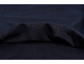 Boordstof fijn, glitter marine/brons lurex