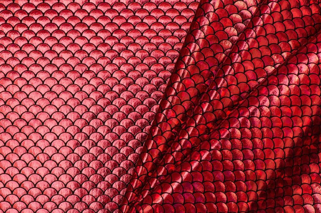 Lycra Bedrukt Met Kleine Schubben Rood