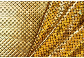 Lycra Bedrukt Met Kleine Schubben Goud