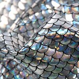 Lycra Bedrukt Met Kleine Schubben Zilver