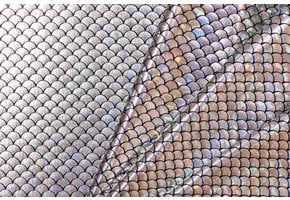 Lycra Bedrukt Met Kleine Schubben Zilver