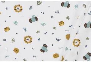Katoen Poplin Elephants and Lions