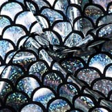 Lycra bedrukt met zilveren schubben