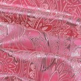 Brokaat Stof Floral Roze - Zilver