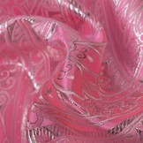 Brokaat Stof Floral Roze - Zilver