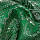 Brokaat Stof Floral Groen - Zilver