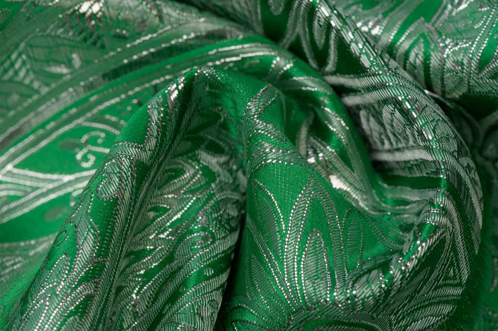 Brokaat Floral Groen-Zilver