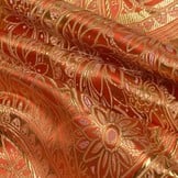Brokaat Stof Floral Oranje - Goud