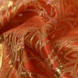 Brokaat Stof Floral Oranje - Goud