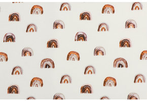 Jersey Katoen Digitale Print - Mini Regenboog Licht Bruin