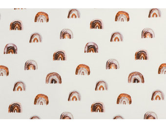 Jersey Katoen Digitale Print - Mini Regenboog Licht Bruin