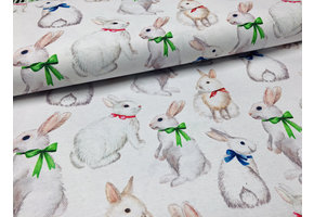 Deco Stof White Bunnies