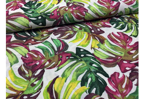 Deco Stof Tropical Leaves Colored