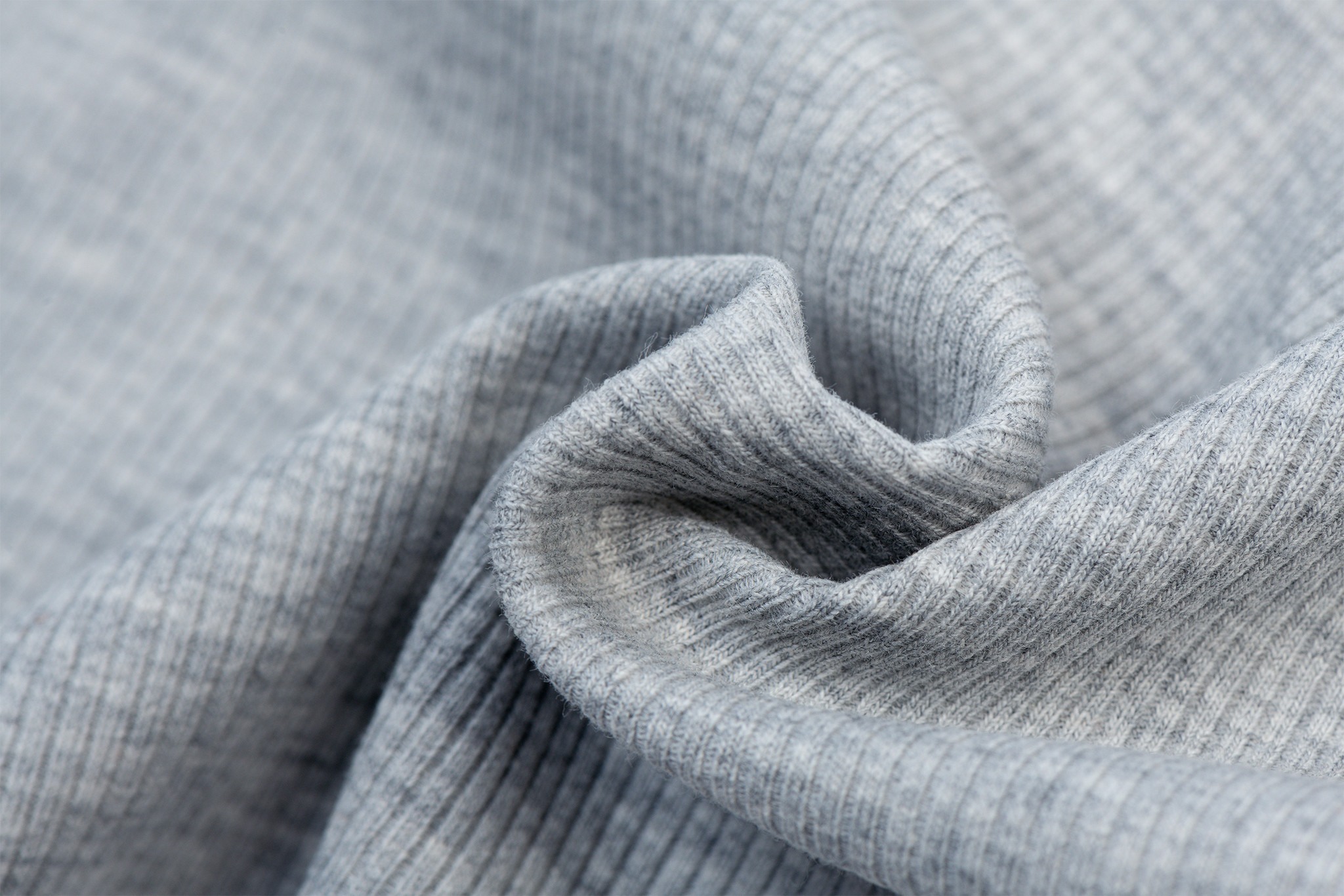 Rib Jersey Stof Licht Grijs Melange