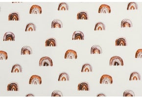 Poplin Katoen Digitale Print - Mini Regenboog Licht Bruin