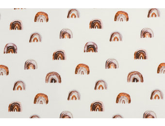 Poplin Katoen Digitale Print - Mini Regenboog Licht Bruin