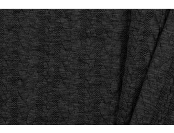 Gebreide Kabel Jacquard Stof Donkergrijs Melange