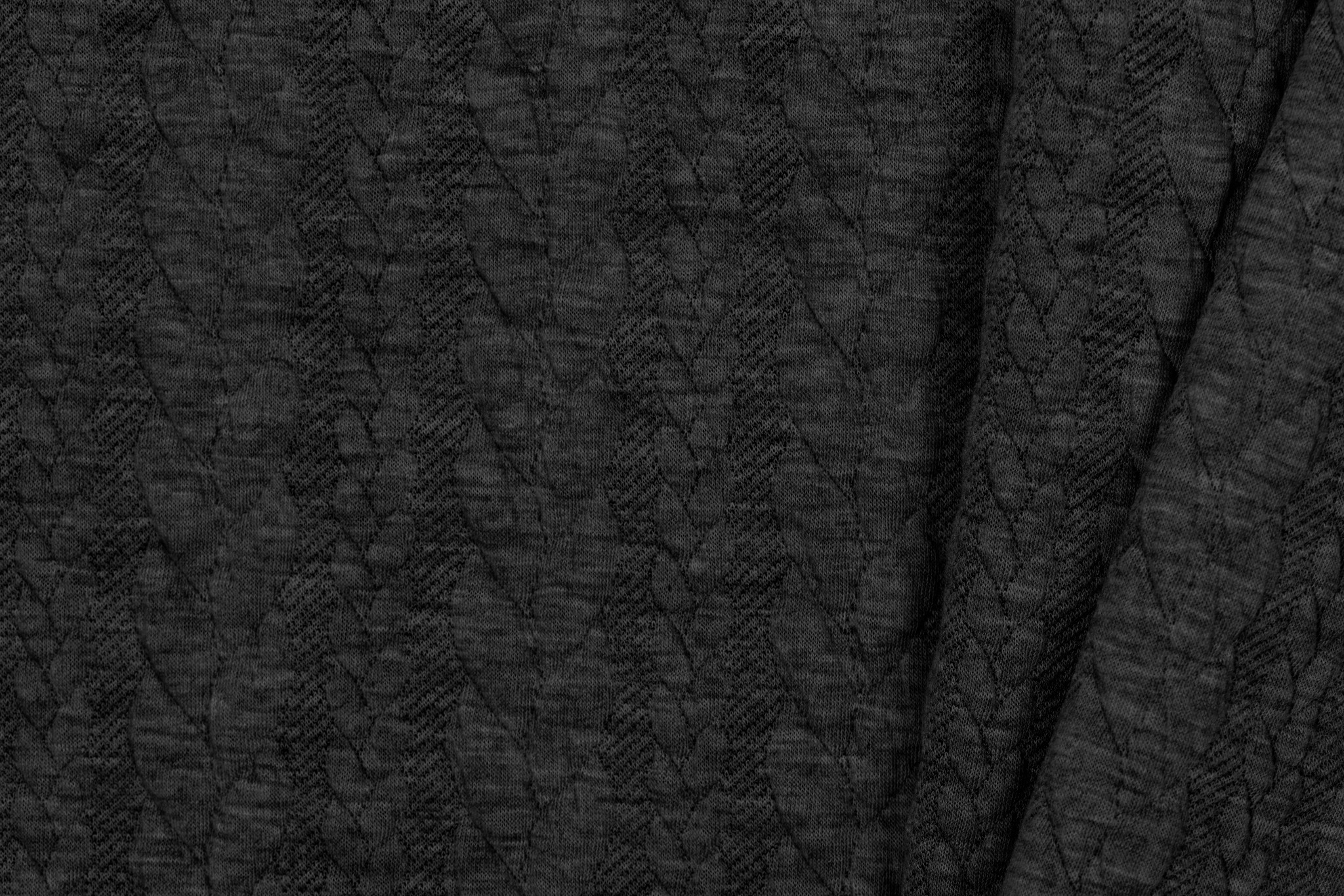 Gebreide Kabel Jacquard Stof Donkergrijs Melange