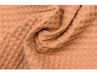 Wafelkatoen Pique Perzik