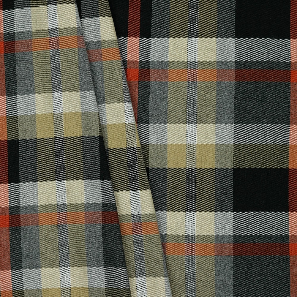 Schotse Ruit / Tartan Check Stretch Grey / Orange / Sand