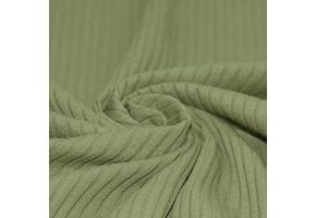 Brede Rib Jersey Stof Olijf